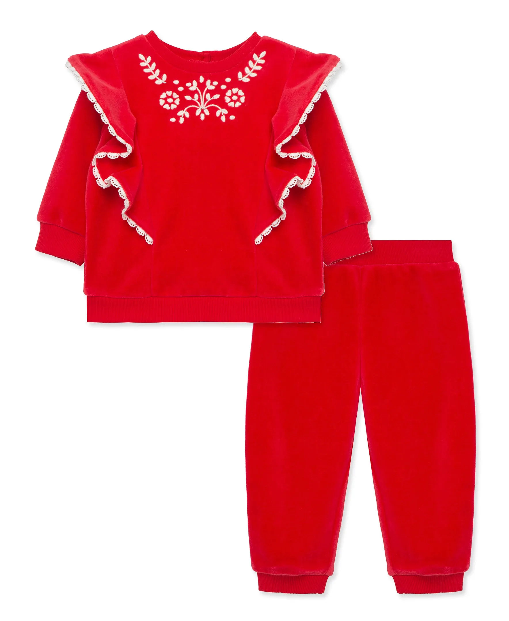 Embroidered Velour Pant Set (12M-24M)