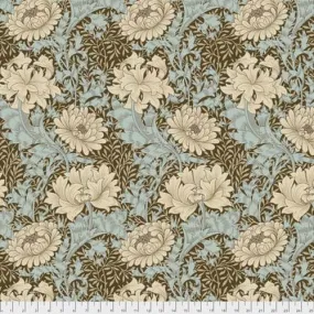 Fabric Chrysanthemum - Aqua from Merton Collection, Original Morris & Co for Free Spirit, PWWM009.AQUAX