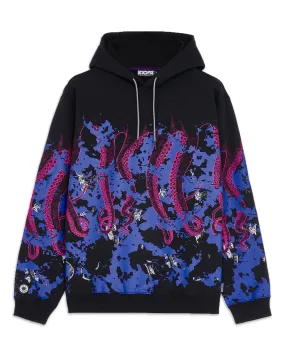 Felpa Uomo Octopus Glitch Hoodie Nero