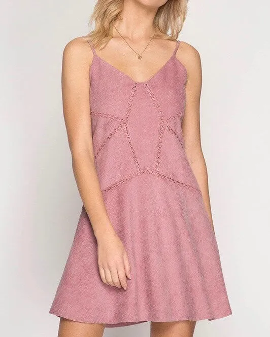 Final Sale - Cami Corduroy Dress in Rose