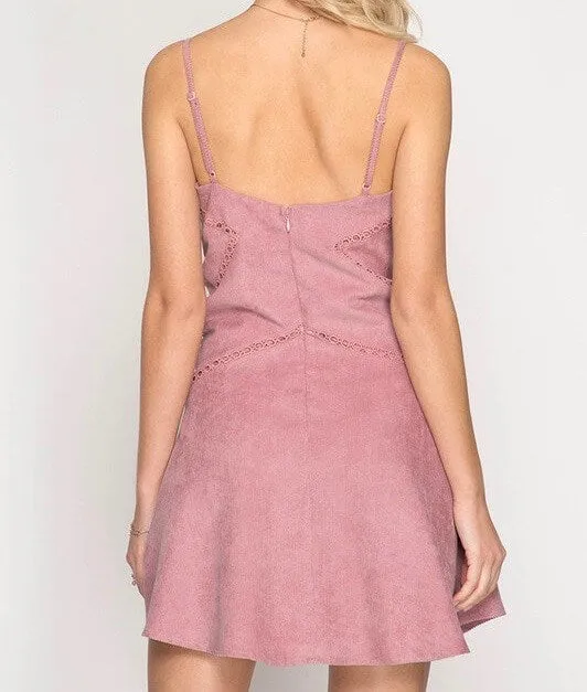 Final Sale - Cami Corduroy Dress in Rose