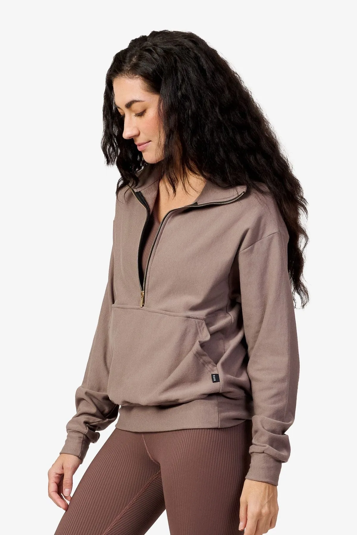 Freedom Half Zip Sweatshirt in Latte