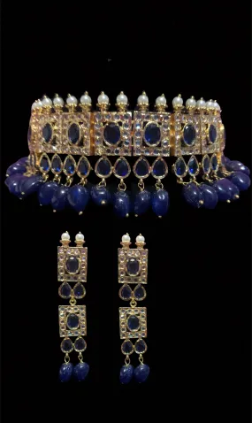 Gauhar hyderabadi choker in blue      ( READY TO SHIP )