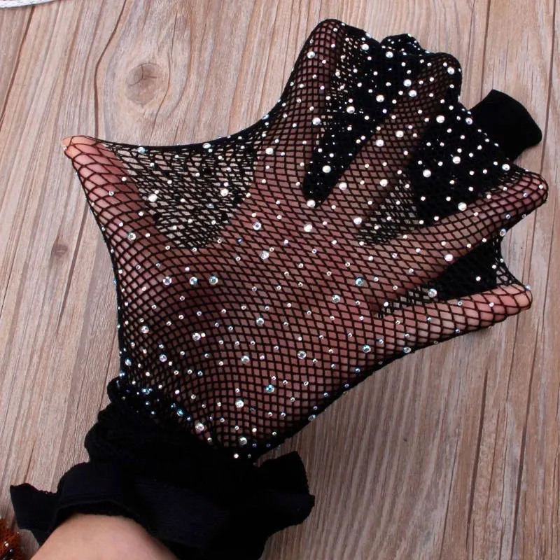 Girls Rhinestones Fishnet Tights