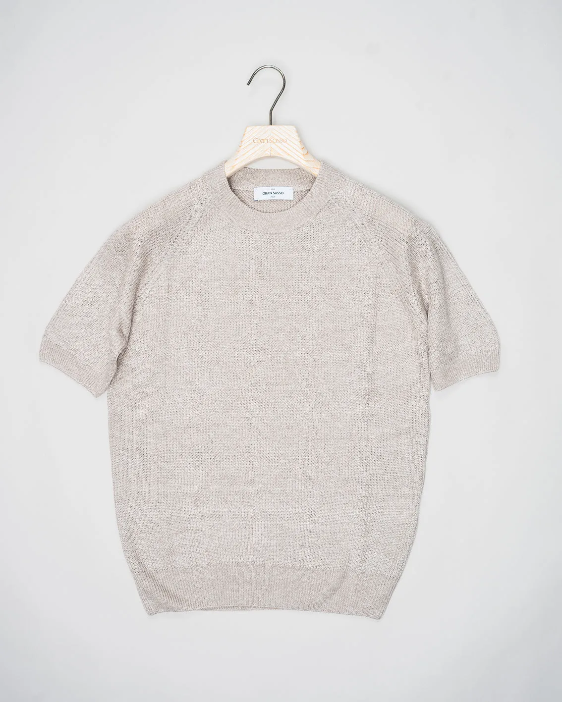 Gran Sasso Ribbed Raglan T-Shirt / Light Taupe