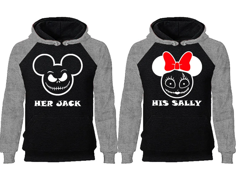 Her Jack His Sally Couple Matching Raglan Hoodies