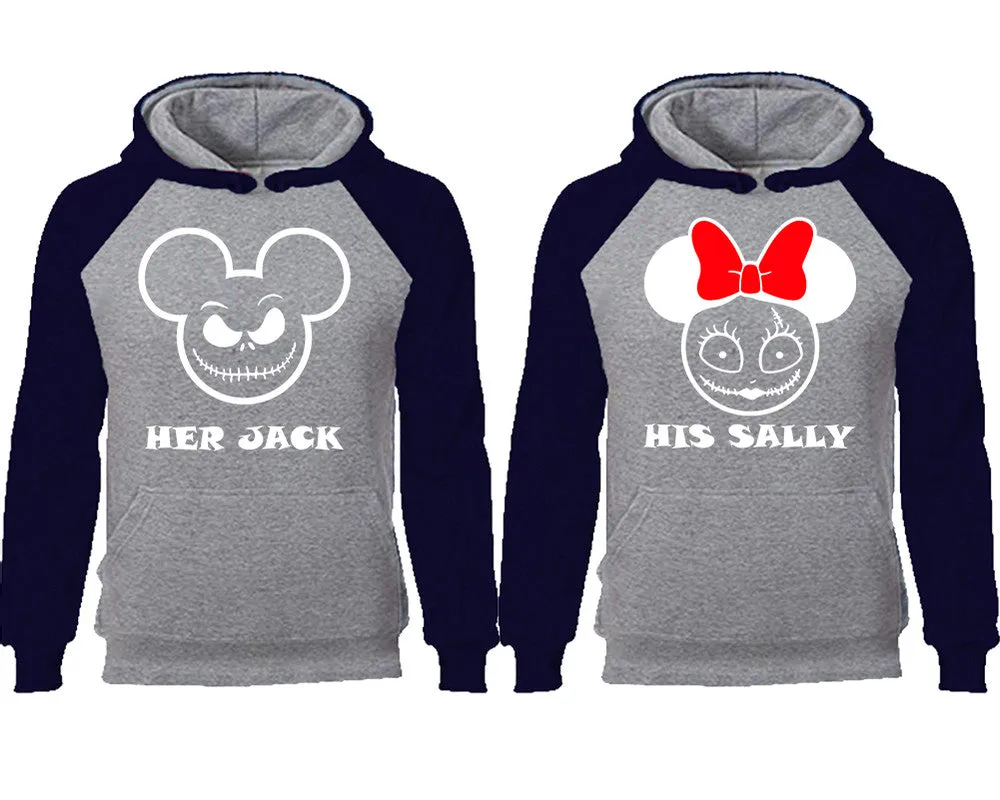 Her Jack His Sally Couple Matching Raglan Hoodies