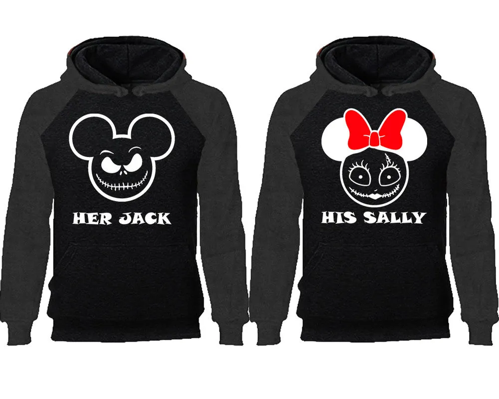 Her Jack His Sally Couple Matching Raglan Hoodies