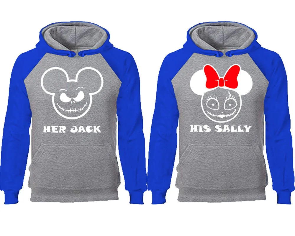 Her Jack His Sally Couple Matching Raglan Hoodies