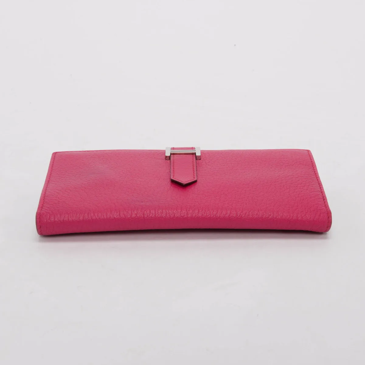 Hermes Rose Pourpre Chevre Mysore Trifold Bearn Wallet