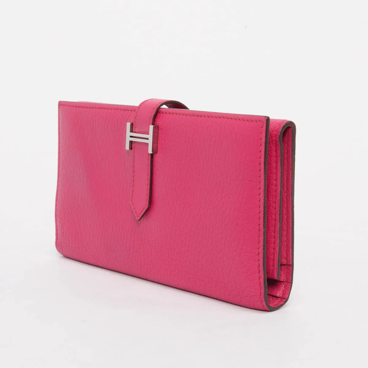 Hermes Rose Pourpre Chevre Mysore Trifold Bearn Wallet