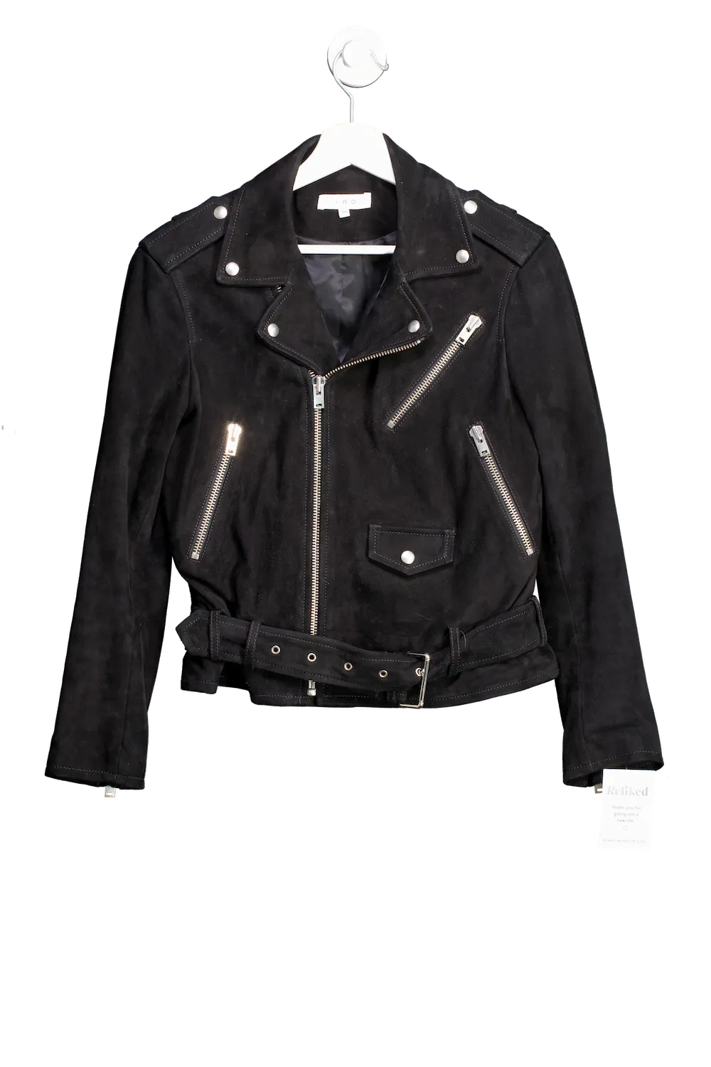 IRO Black Ashville Suede Leather Jacket UK 12