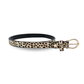 ISABELLA - Women's Cream/Spot Leopard Print Genuine Leather Belt