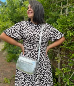 Ivory & Black Leopard Print Midi Dress