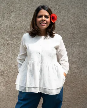 IVORY SMOCKED TOP