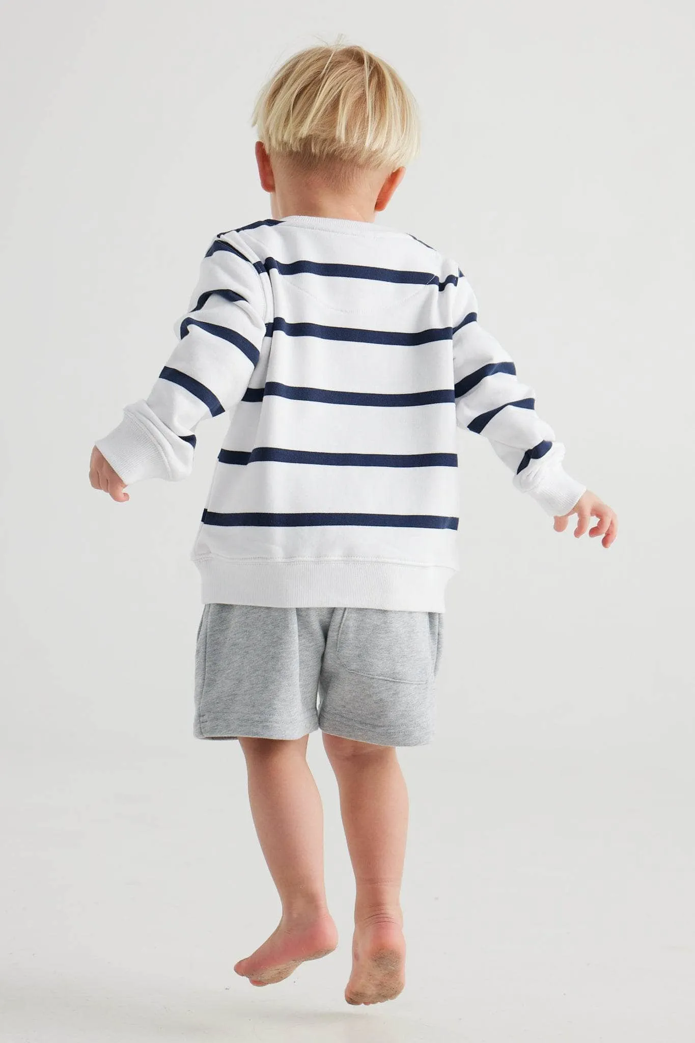 Jnr Striped Crew White