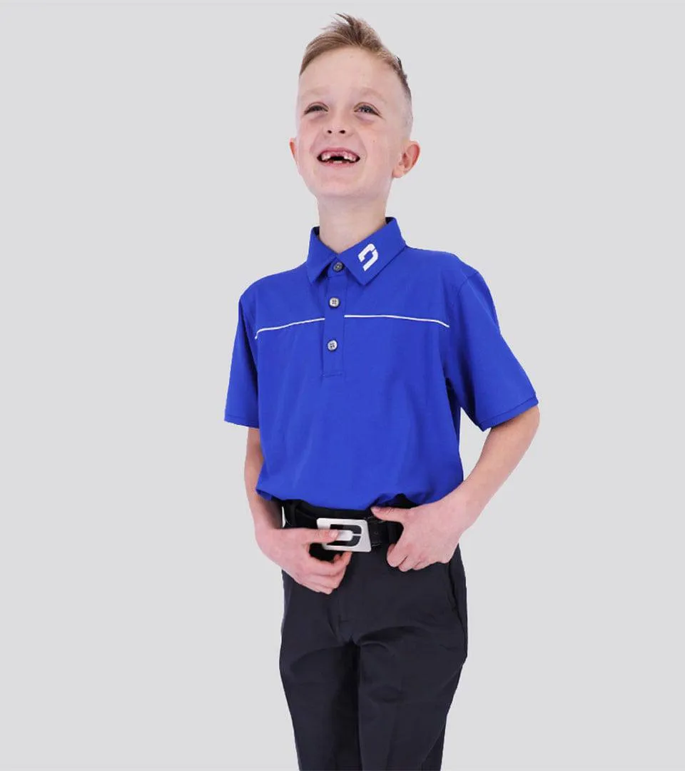 KIDS BLOCK PIQUE POLO BLUE WHITE