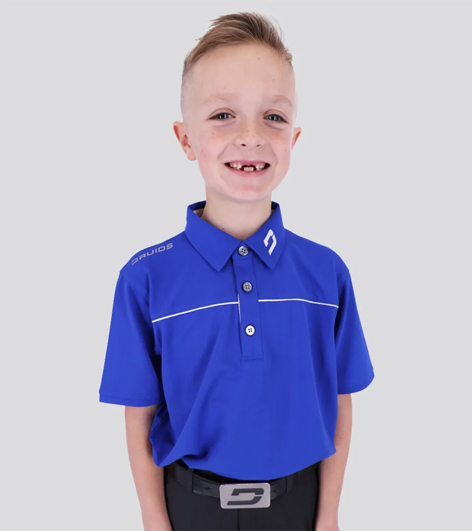 KIDS BLOCK PIQUE POLO BLUE WHITE