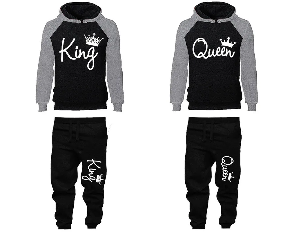 King and Queen Couple Matching Hoodie & Jogger Pants Set