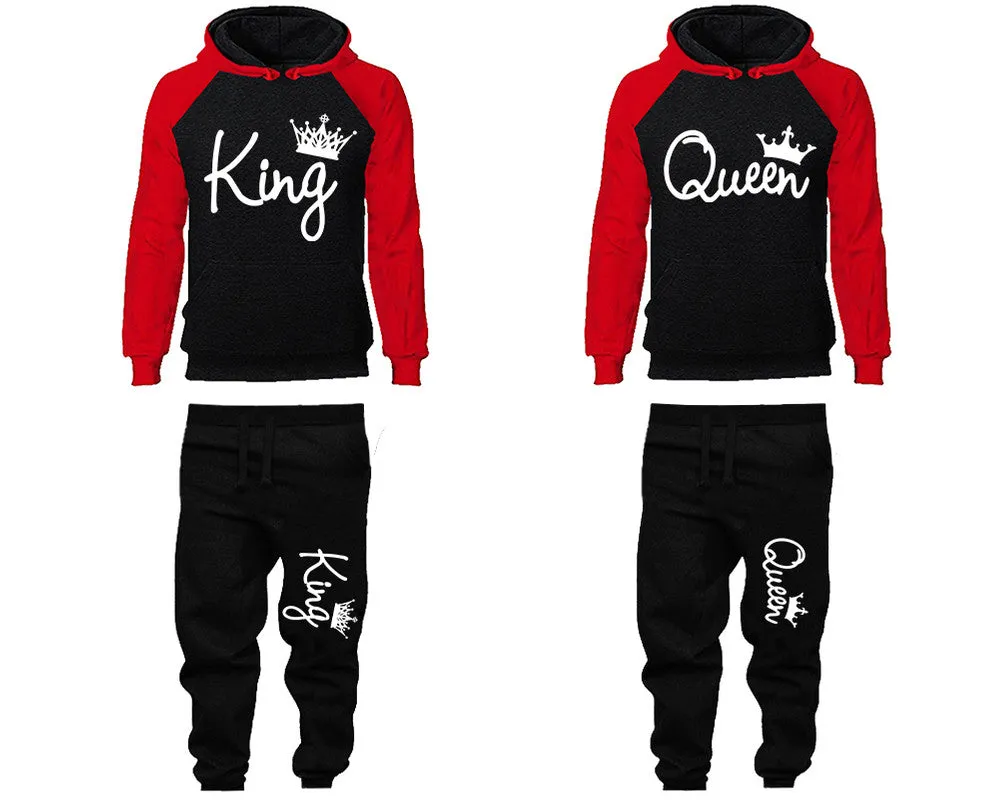 King and Queen Couple Matching Hoodie & Jogger Pants Set