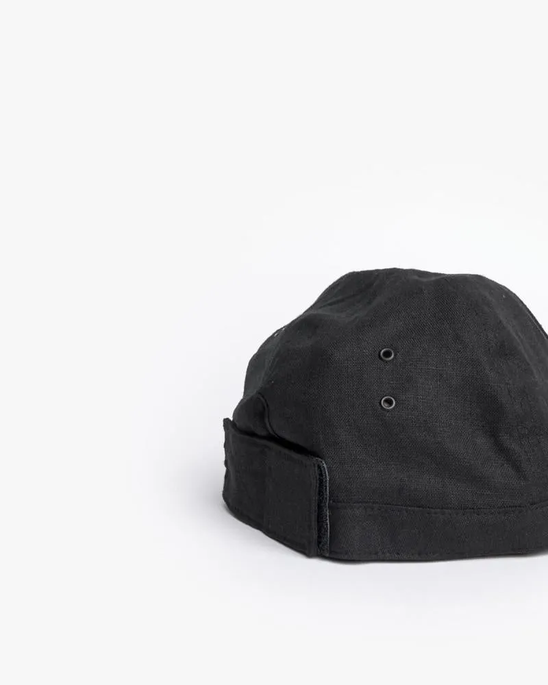 Linen Scout Cap in Black