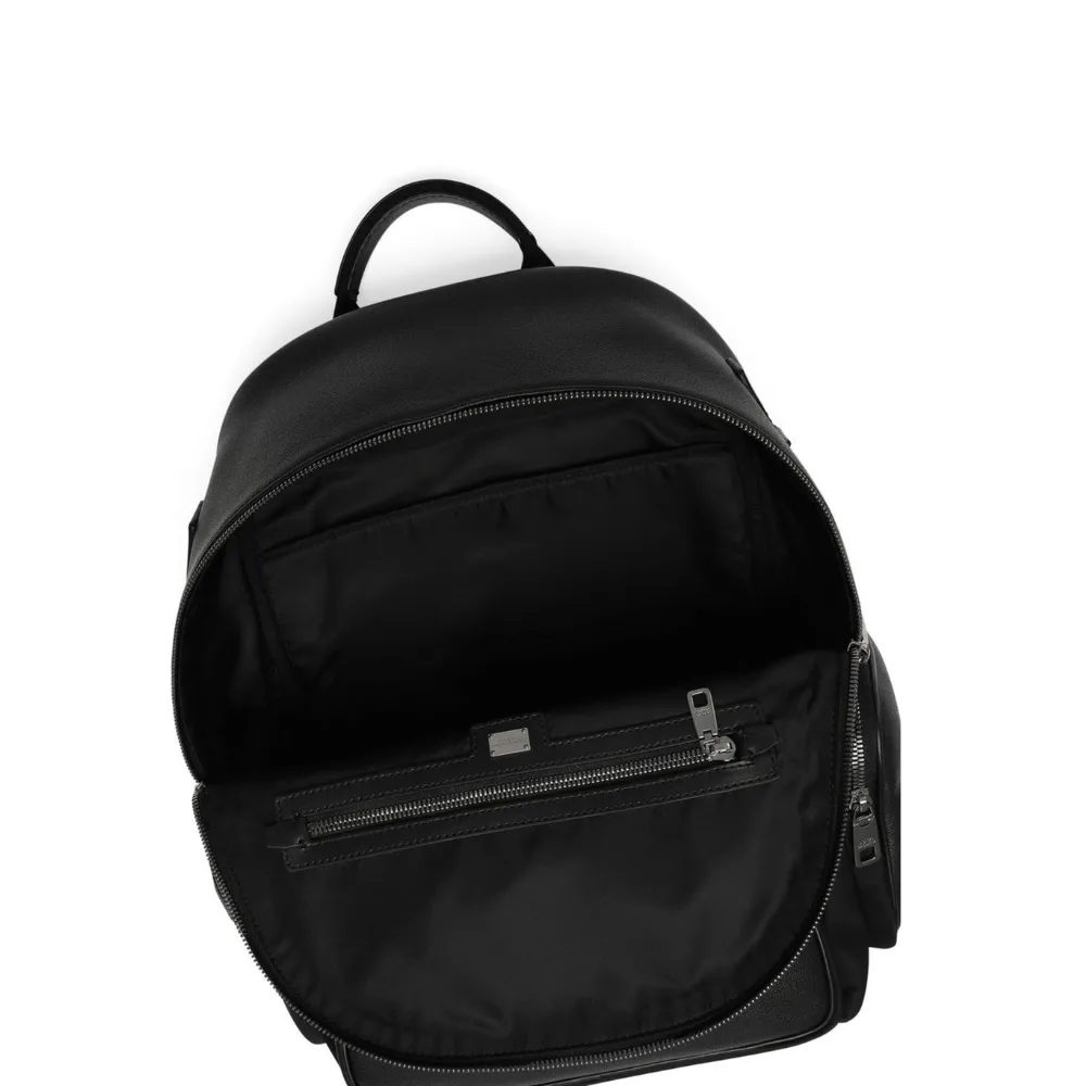 Logo-tag leather backpack