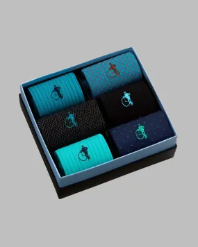 London Sock Co. DASH OF CLASS Ocean 6-Pair Gift Box