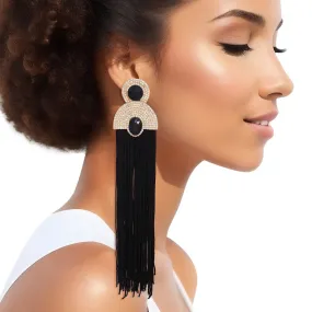 Long Tassel Earrings - Black