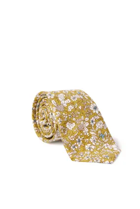 Louis Floral Print Neck Tie - Olive