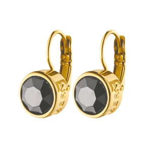 LOUISE SHINY GOLD BLACK EARRINGS