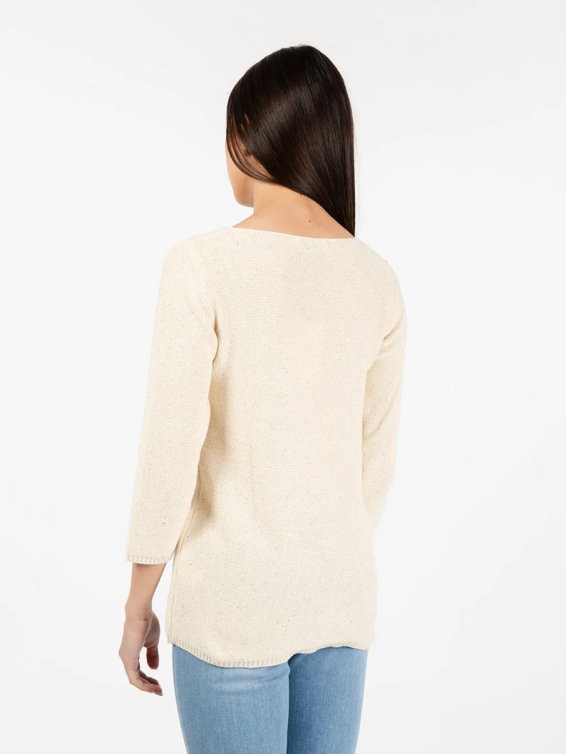 Maglia a 3/4 con paillettes beige