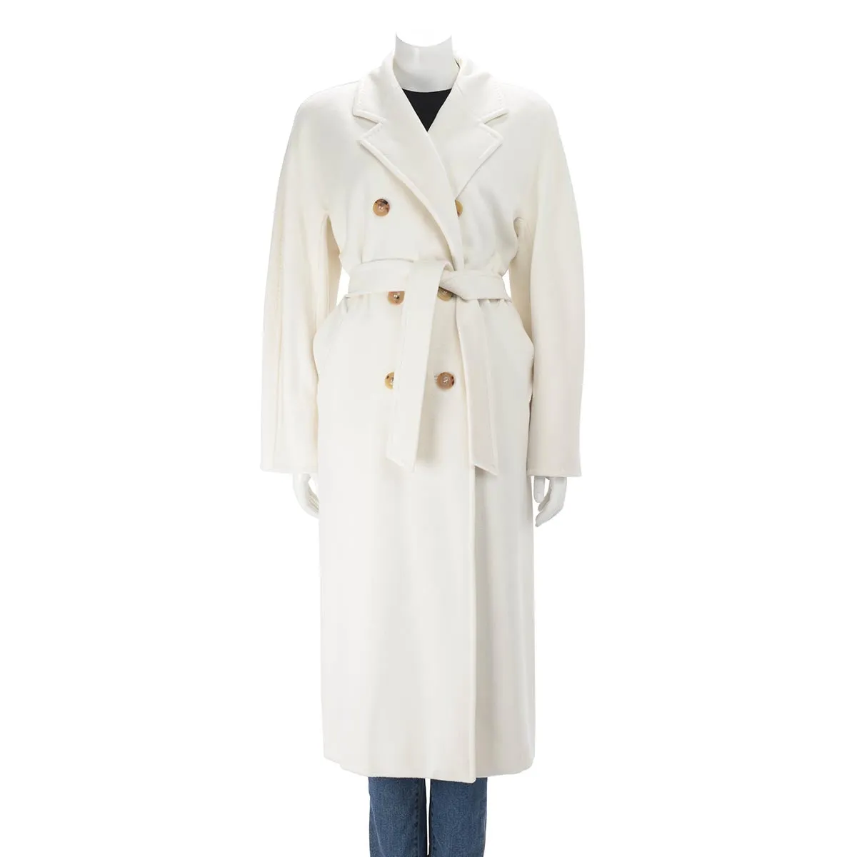 Max Mara White Wool Blend 101801 Icon D.B. Coat IT 42