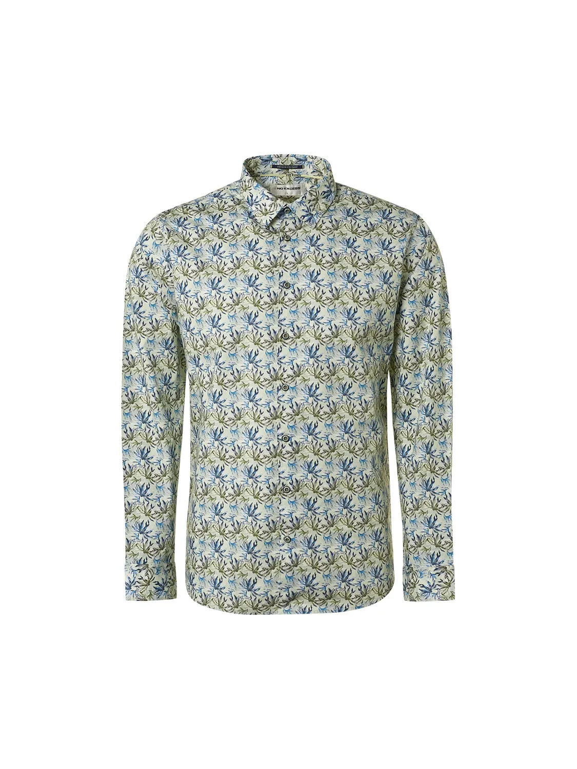 No Excess - Allover Print Stretch Shirt - Light Green