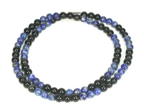 Obsidian & Lapis Lazuli Necklace 6mm