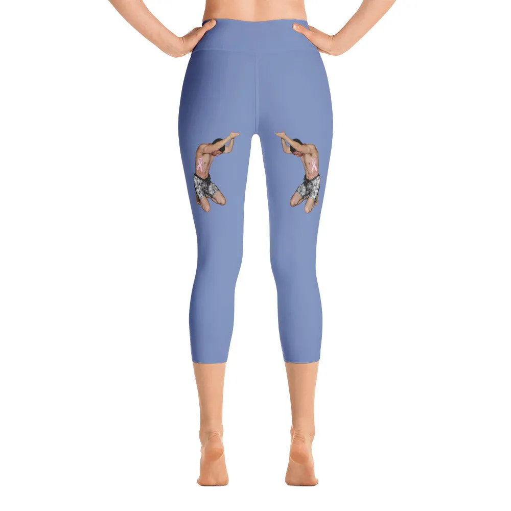 Our best viral leggings blue gray awesome goddess white letters