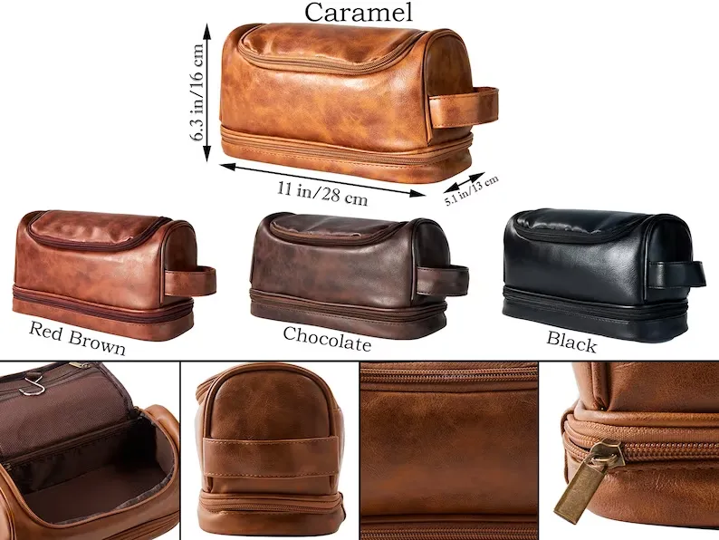 Personalized Groomsmen Toiletry Bag, PU Leather Dopp Kit, Toiletry Bag For Him, Groomsman Gift