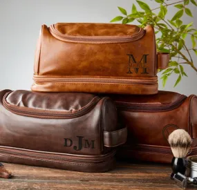 Personalized Groomsmen Toiletry Bag, PU Leather Dopp Kit, Toiletry Bag For Him, Groomsman Gift