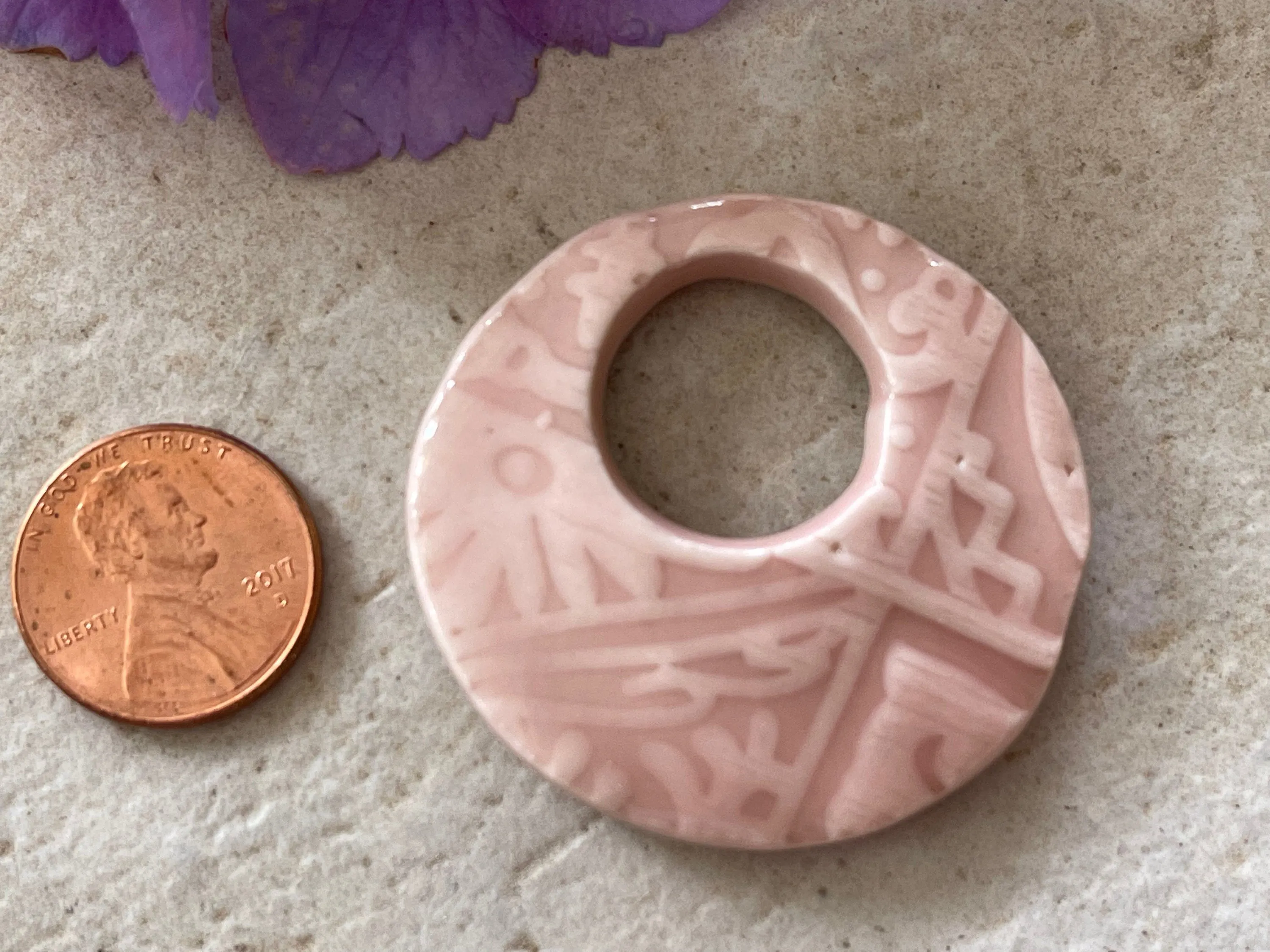 Pink Pendant, Circle Pendant, Focal Bead, Necklace Bead, Necklace Component, Jewelry Component, DIY necklace, Moroccan Pendant