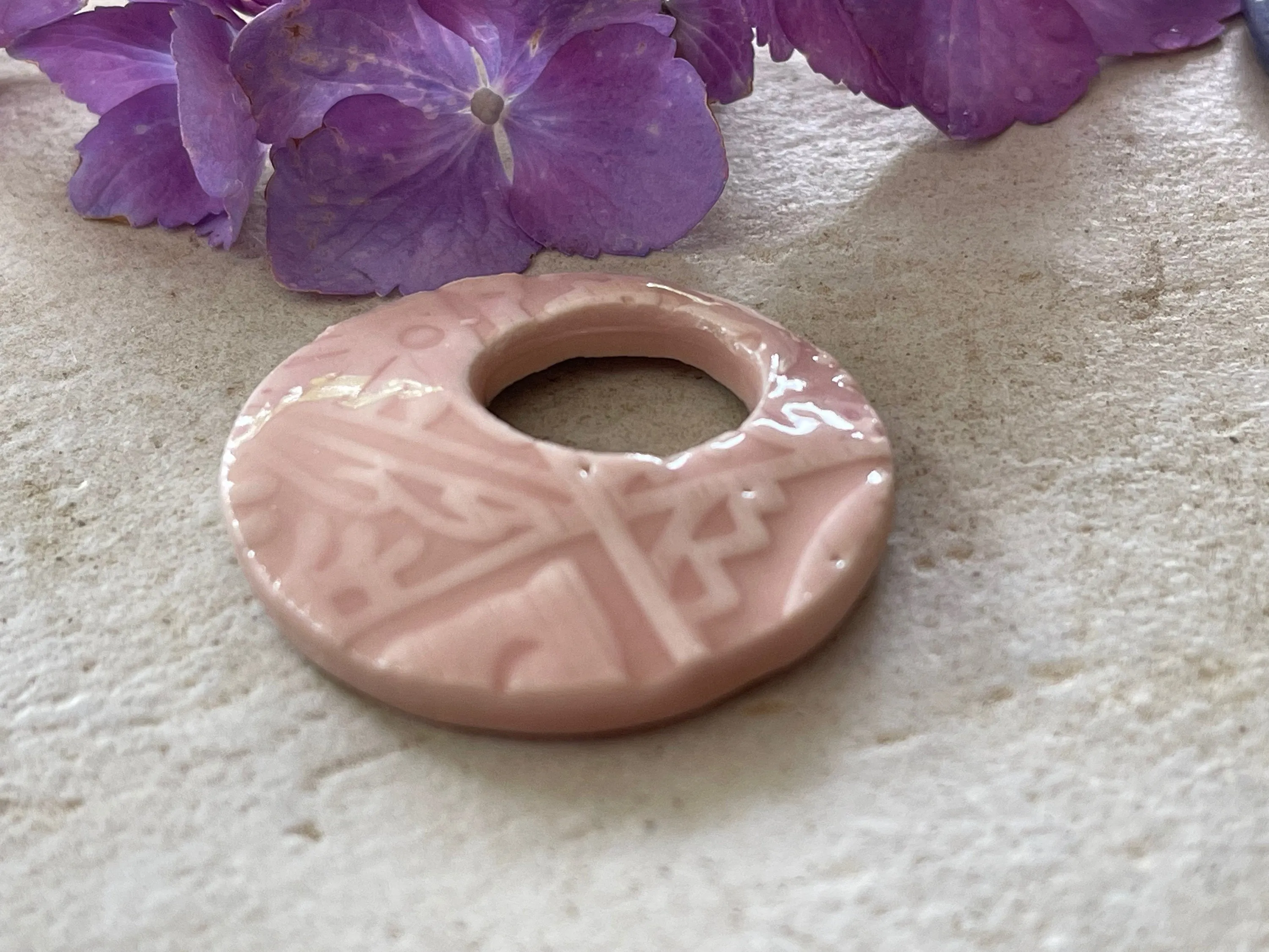 Pink Pendant, Circle Pendant, Focal Bead, Necklace Bead, Necklace Component, Jewelry Component, DIY necklace, Moroccan Pendant