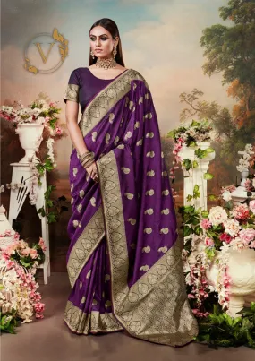 Purple Banarasi Jacquard Saree