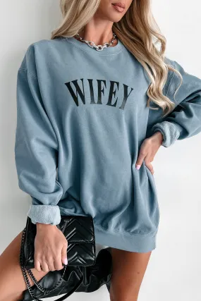 "Wifey" Graphic Crewneck (Blue Jean) - Print On Demand