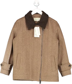 Really Wild Brown Tweed Aviator Jacket With Faux Fur Collar UK 8