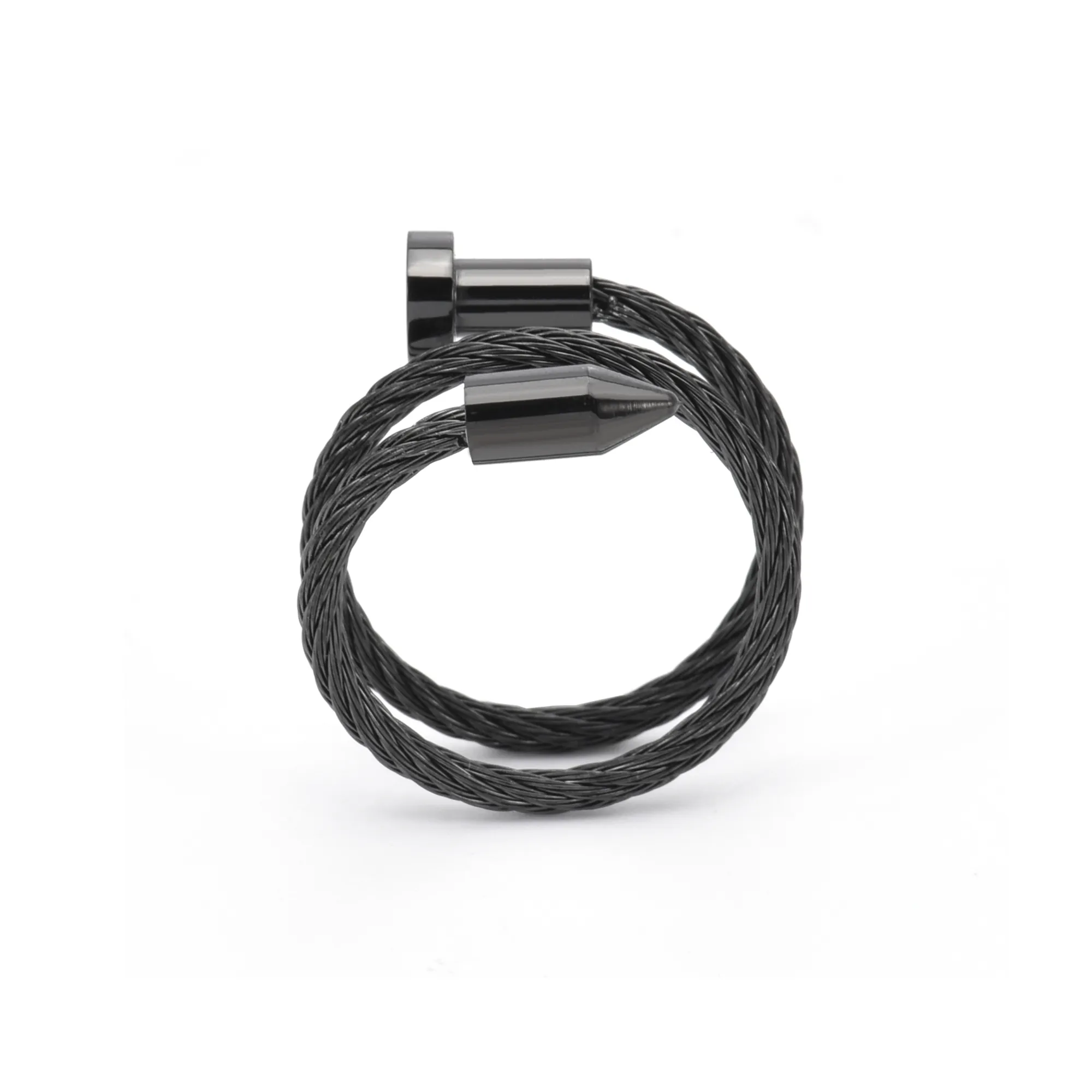 RG116B B.Tiff Pointe Cable Black Anodized Stainless Steel Adjustable Ring