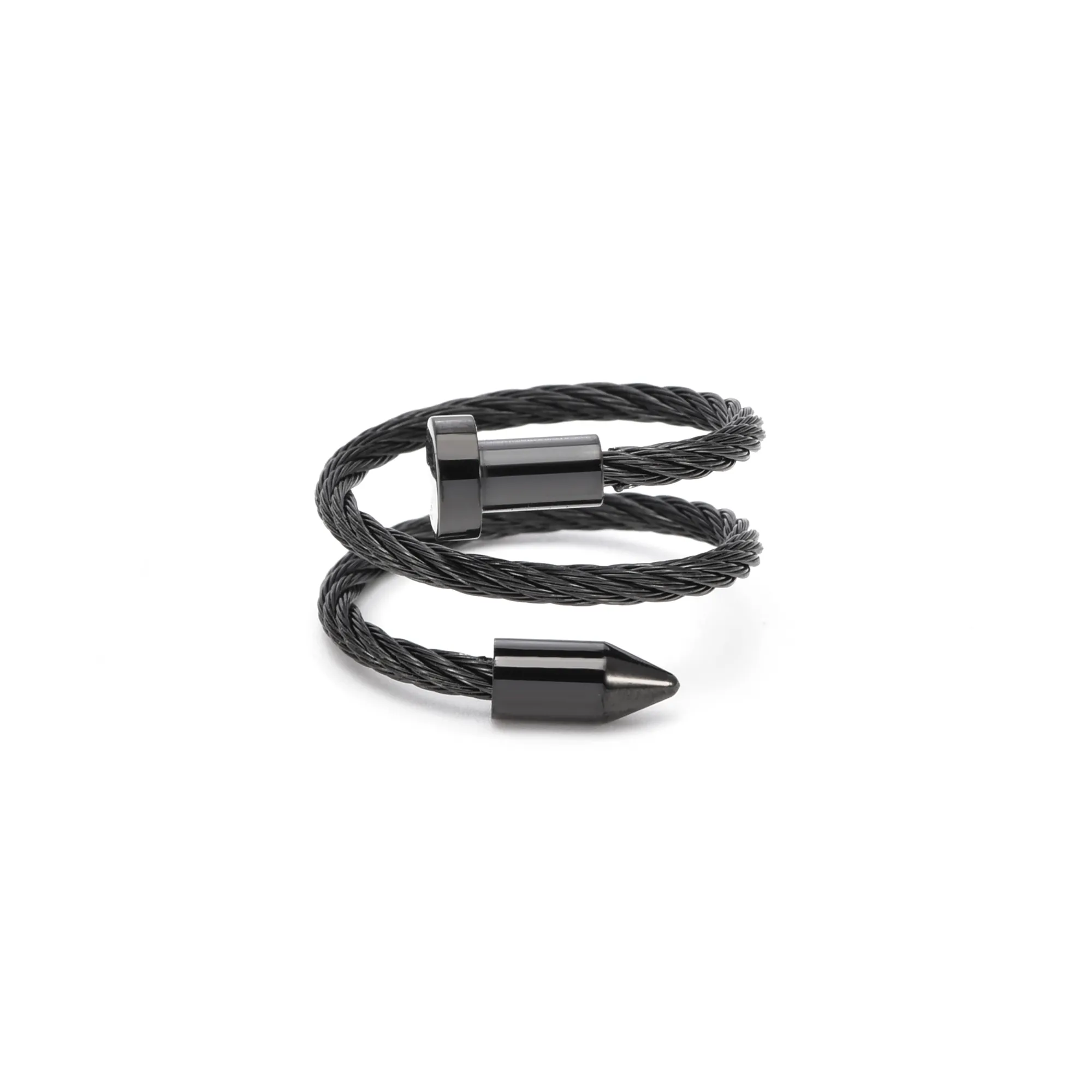 RG116B B.Tiff Pointe Cable Black Anodized Stainless Steel Adjustable Ring