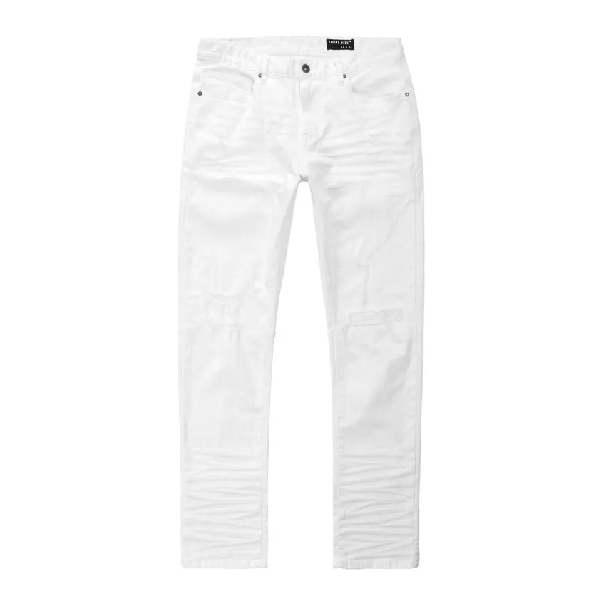 Rip & Repaired Denim Jeans - White