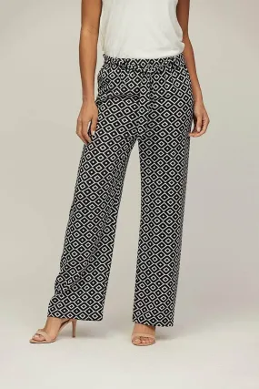 Saloos Monochrome Wide Leg Trousers with Belt