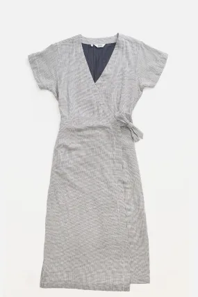 Saria Wrap Dress / Ivory Grid Doublecloth