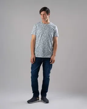 SHORT SLEEVE T-SHIRT WITH AN ALL-OVER PRINT - SKY BLUE