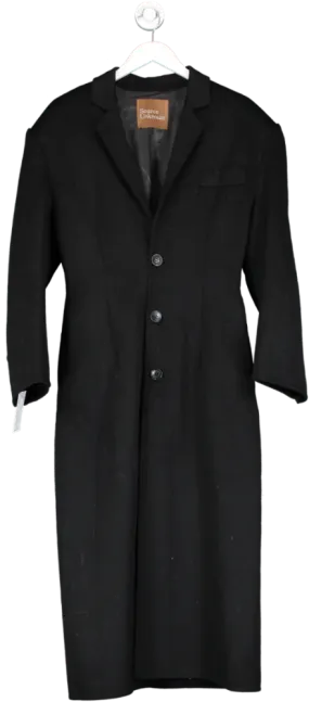 Source Unknown Black Cinched Waist Long Coat UK S/M