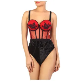 Stylish Women's Exotic Teddy Bodysuit Padded Sweetheart Neckline